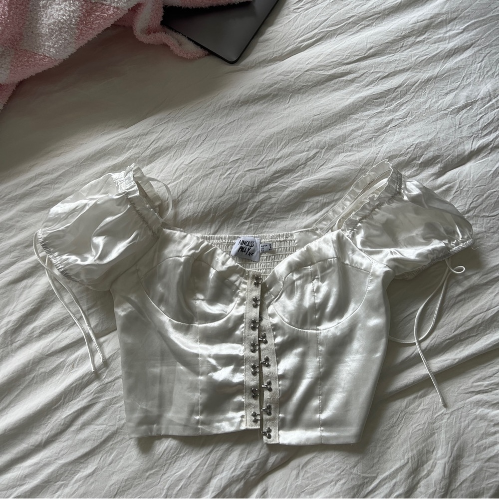 Princess polly white satin clasp top